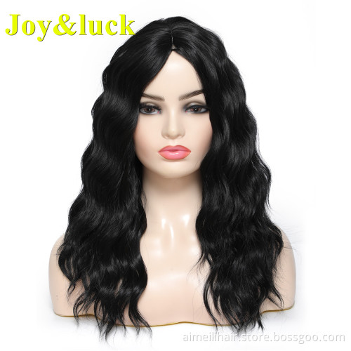 18inch Medium Length Wholesale Women's Wig Middle Part Finger Wave 613 Blonde Natural Water Wave Cosplay Costume Synthetic Wigs